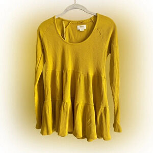 Maeve Anthropologie  Waffle Knit Longsleeve Scoop neck Top Size XS
